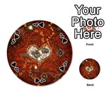 Steampunk, Wonderful Heart With Clocks And Gears On Red Background Playing Cards 54 (Round)  Front - Spade4