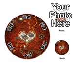 Steampunk, Wonderful Heart With Clocks And Gears On Red Background Playing Cards 54 (Round)  Front - Club10