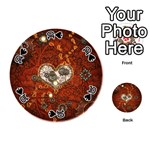 Steampunk, Wonderful Heart With Clocks And Gears On Red Background Playing Cards 54 (Round)  Front - Spade10