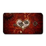 Steampunk, Wonderful Heart With Clocks And Gears On Red Background Medium Bar Mats 16 x8.5  Bar Mat