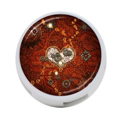 Steampunk, Wonderful Heart With Clocks And Gears On Red Background 4-port Usb Hub (two Sides) 