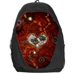 Steampunk, Wonderful Heart With Clocks And Gears On Red Background Backpack Bag