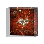 Steampunk, Wonderful Heart With Clocks And Gears On Red Background 4 x 4  Acrylic Photo Blocks