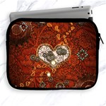 Steampunk, Wonderful Heart With Clocks And Gears On Red Background Apple iPad 2/3/4 Zipper Cases Front