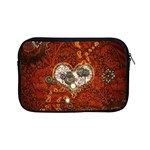 Steampunk, Wonderful Heart With Clocks And Gears On Red Background Apple iPad Mini Zipper Cases