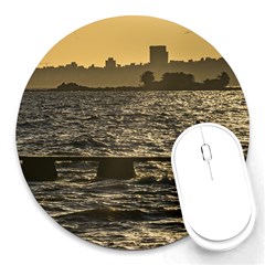 River Plater River Scene At Montevideo Round Mousepads by dflcprints