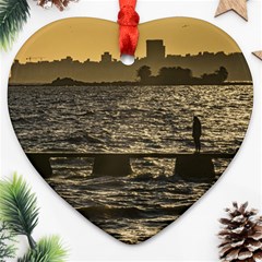 River Plater River Scene At Montevideo Ornament (heart)  by dflcprints