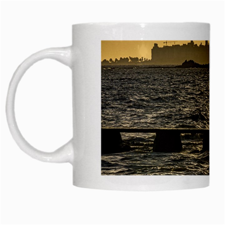 River Plater River Scene At Montevideo White Mugs