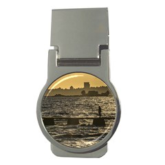 River Plater River Scene At Montevideo Money Clips (round) 