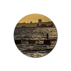 River Plater River Scene At Montevideo Rubber Coaster (round)  by dflcprints