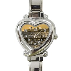 River Plater River Scene At Montevideo Heart Italian Charm Watch by dflcprints