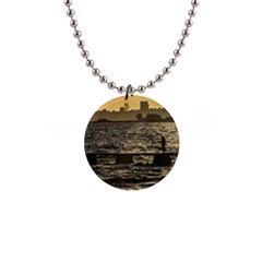 River Plater River Scene At Montevideo Button Necklaces by dflcprints