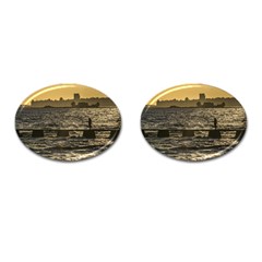 River Plater River Scene At Montevideo Cufflinks (oval)