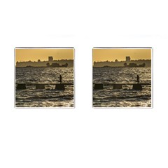 River Plater River Scene At Montevideo Cufflinks (square)