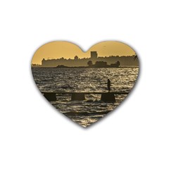 River Plater River Scene At Montevideo Rubber Coaster (heart) 