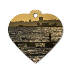 River Plater River Scene At Montevideo Dog Tag Heart (one Side) by dflcprints