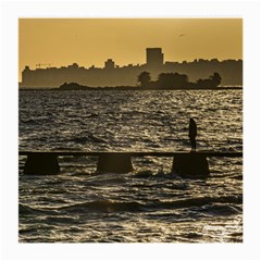 River Plater River Scene At Montevideo Medium Glasses Cloth (2-side) by dflcprints