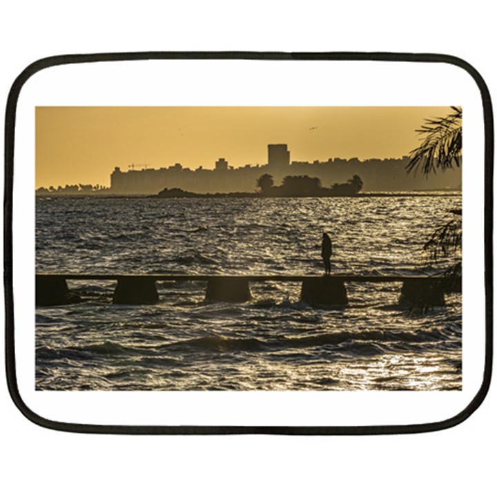 River Plater River Scene At Montevideo Fleece Blanket (Mini)