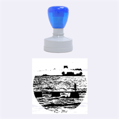 River Plater River Scene At Montevideo Rubber Round Stamps (medium) by dflcprints