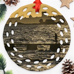 River Plater River Scene At Montevideo Round Filigree Ornament (2side)