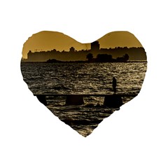 River Plater River Scene At Montevideo Standard 16  Premium Heart Shape Cushions by dflcprints