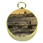 River Plater River Scene At Montevideo Gold Compasses Front