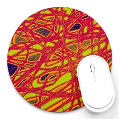 Orange Neon Round Mousepads