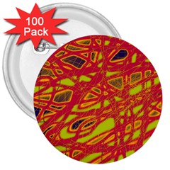 Orange Neon 3  Buttons (100 Pack) 