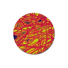 Orange Neon Magnet 3  (round) by Valentinaart