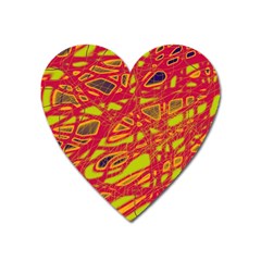 Orange Neon Heart Magnet by Valentinaart