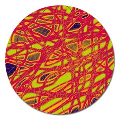 Orange Neon Magnet 5  (round) by Valentinaart