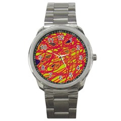 Orange Neon Sport Metal Watch