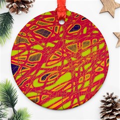 Orange Neon Round Ornament (two Sides) 