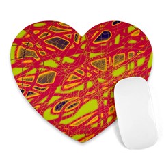 Orange Neon Heart Mousepads by Valentinaart