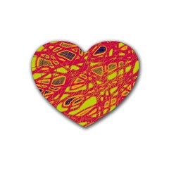 Orange Neon Heart Coaster (4 Pack)  by Valentinaart