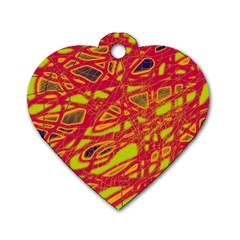 Orange Neon Dog Tag Heart (one Side)