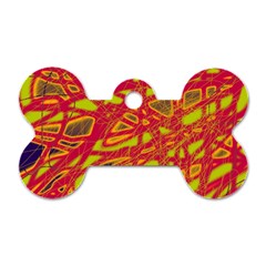 Orange Neon Dog Tag Bone (one Side)