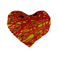 Orange Neon Standard 16  Premium Heart Shape Cushions