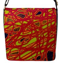 Orange Neon Flap Messenger Bag (s) by Valentinaart