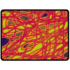 Orange Neon Double Sided Fleece Blanket (large)  by Valentinaart