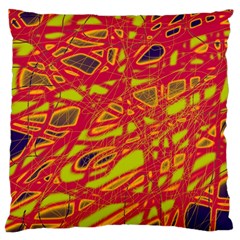 Orange Neon Large Flano Cushion Case (two Sides) by Valentinaart