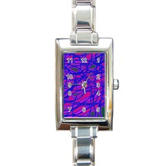 Blue Rectangle Italian Charm Watch