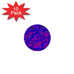 Blue 1  Mini Buttons (10 Pack) 