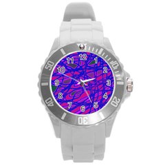 Blue Round Plastic Sport Watch (l)