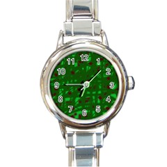 Green  Round Italian Charm Watch