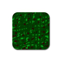 Green  Rubber Square Coaster (4 Pack)  by Valentinaart