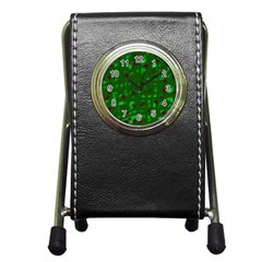 Green  Pen Holder Desk Clocks