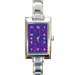 Blue And Pink Neon Rectangle Italian Charm Watch by Valentinaart