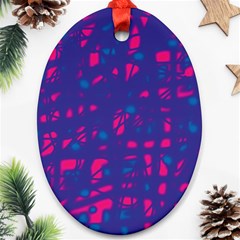 Blue And Pink Neon Ornament (oval) 