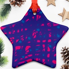 Blue And Pink Neon Ornament (star) 